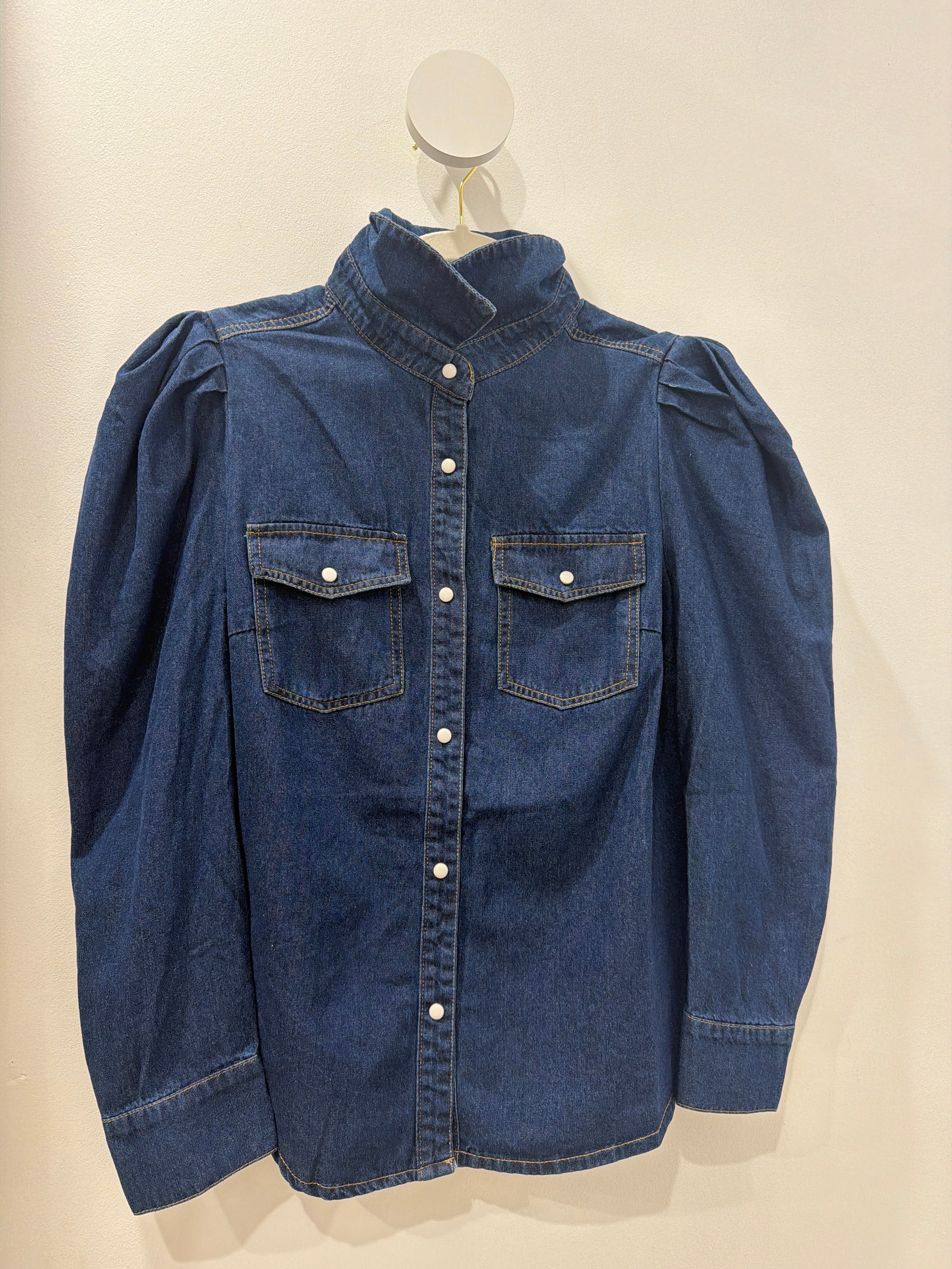 Denim puff sleeve shirt